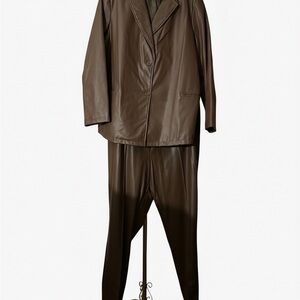 And Now This Brown Faux Women's Pant Set, Jacket 2X Pant 3X